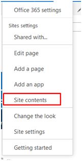 Click on Site contents